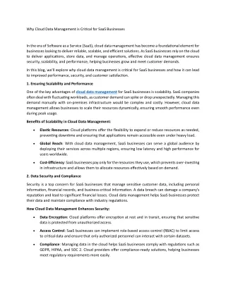 why cloud data management is critical for saas