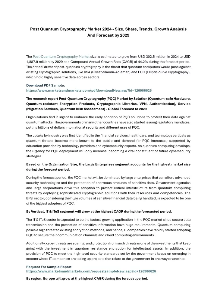 post quantum cryptography market 2024 size share