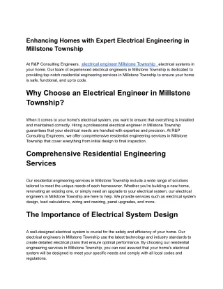 Electrical Engineering in Millstone Township