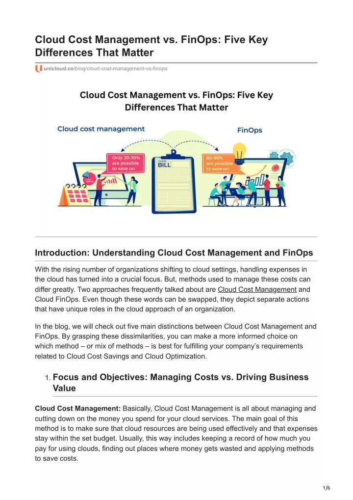 cloud cost management vs finops five