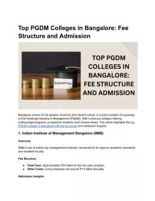 Top PGDM Colleges in Bangalore_ Fee Structure and Admission