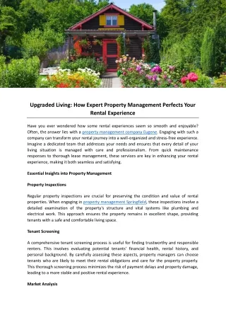 Upgraded Living How Expert Property Management Perfects Your Rental Experience