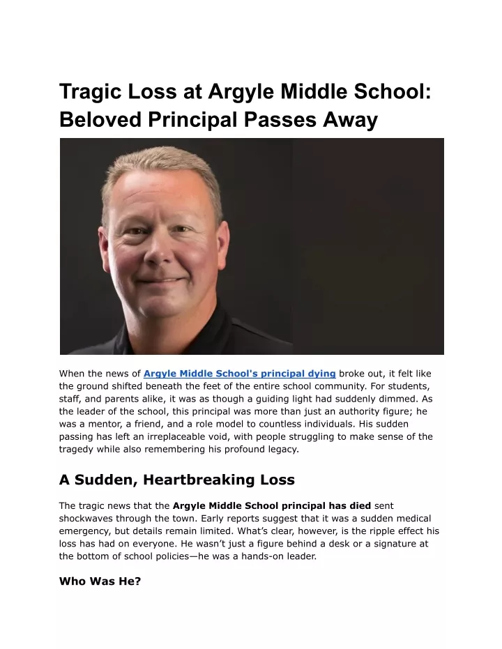 tragic loss at argyle middle school beloved