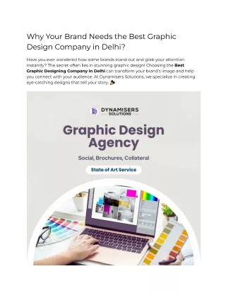Why Your Brand Needs the Best Graphic Design Company in Delhi?