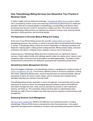 how teleradiology billing services can streamline