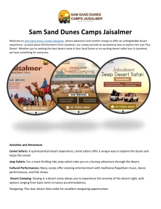 Sam Sand Dunes Camps Jaisalmer