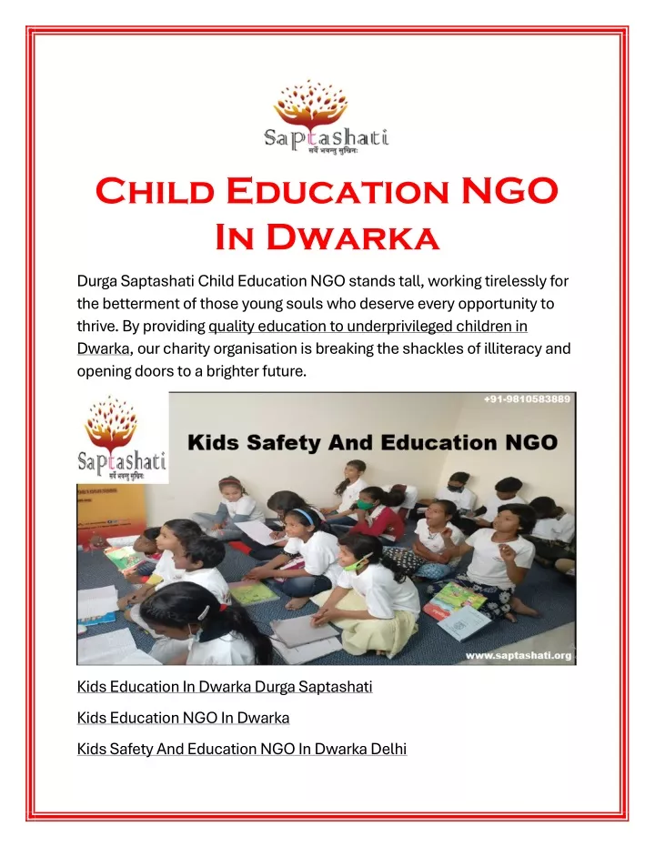 child education ngo in dwarka