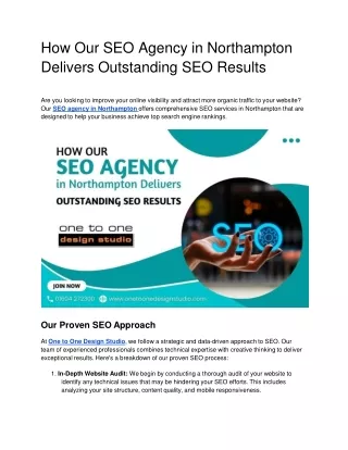 How Our SEO Agency in Northampton Delivers Outstanding SEO Results