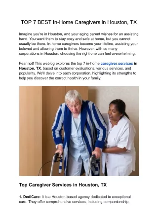 7 Highly Recommended In-Home Caregivers in Houston, TX