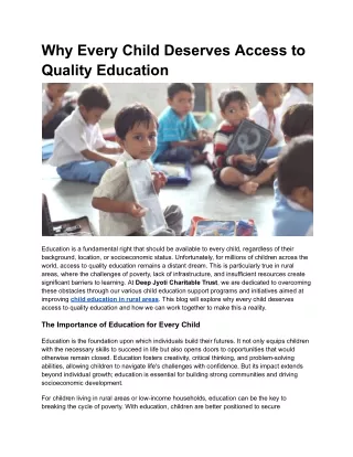 Why Every Child Deserves Access to Quality Education