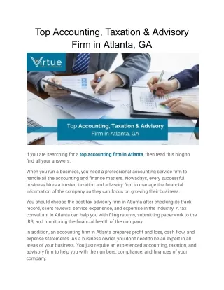 Top Accounting, Taxation & Advisory Firm in Atlanta, GA