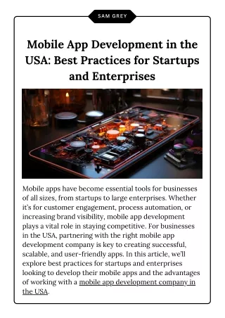Mobile App Development in the USA: Best Practices for Startups and Enterprises