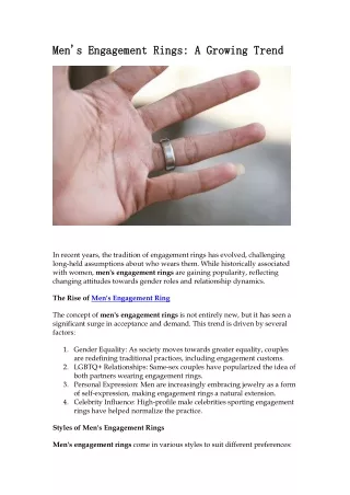 Men's Engagement Rings: A Growing Trend
