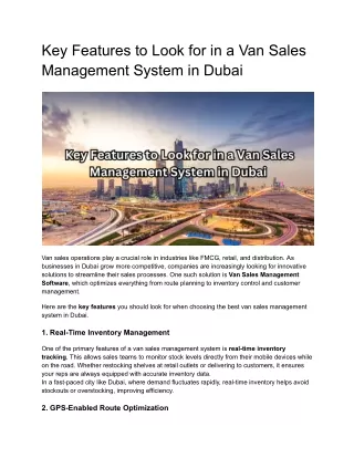 _Best Van Sales Management Solutions Dubai