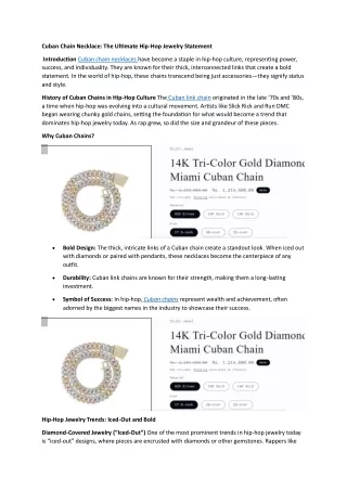 Cuban Chain Necklace-The Ultimate Hip-Hop Jewelry Statement