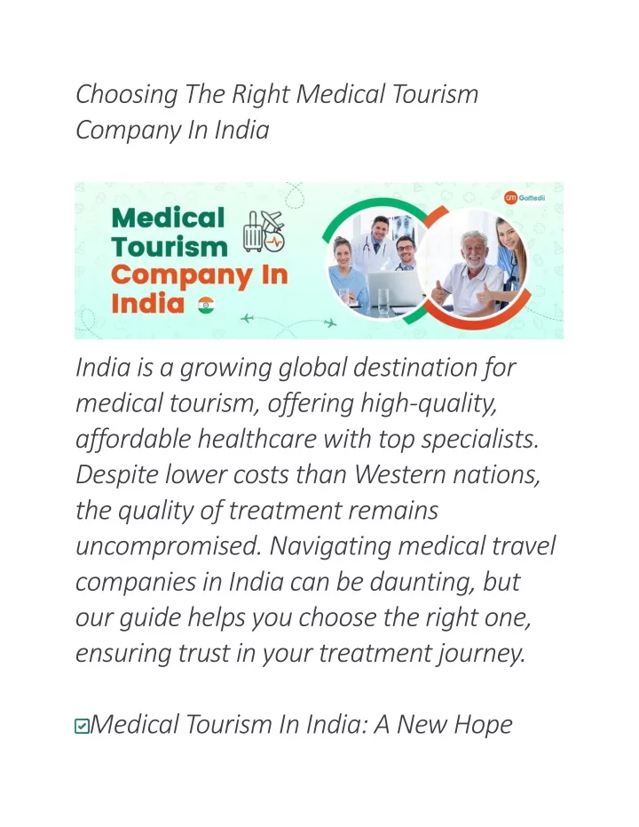 choosing the right medical tourism company