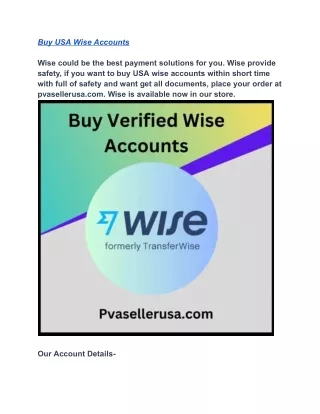 Buy Verified Wise Accounts - 100% Safe Have Transaction History
