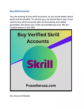 Buy verified skrill accounts - All Documents Verified 100% Safe