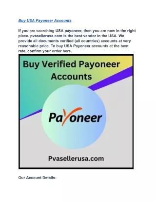 Buy Verified Payoneer Accounts - USA, UK, AUS, 100% Safe Accounts
