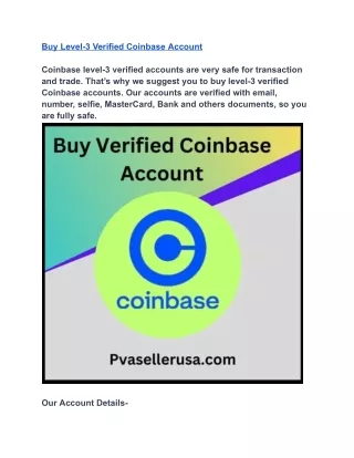 Buy Verified Coinbase Account - Level-3, Safe, Ready to Use