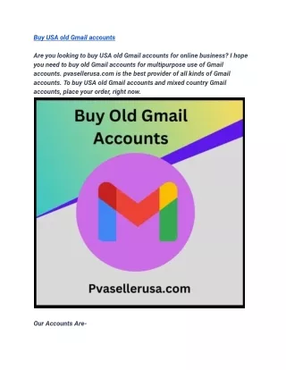 Buy Old Gmail Accounts - 100% Safe Brand New & Old Accounts