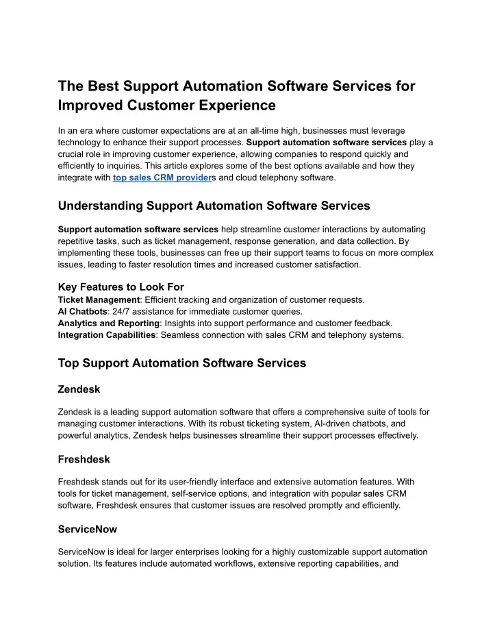 the best support automation software services