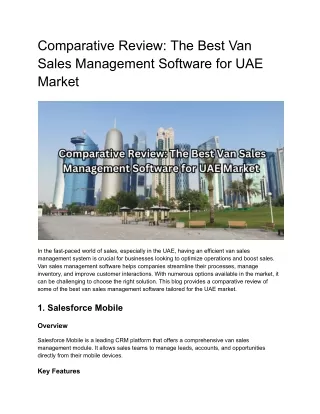 _Best Van Sales Management Solutions UAE