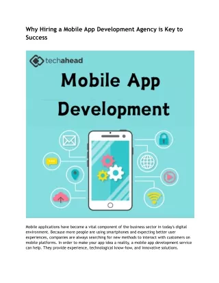 why hiring a mobile app development agency