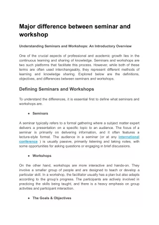 What Sets Seminars Apart from Workshops?