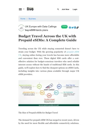 Prepaid eSIM UK – Easy, Flexible Plans for Travelers
