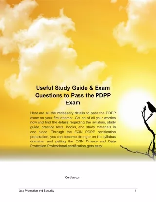 Useful Study Guide & Exam Questions to Pass the PDPP Exam