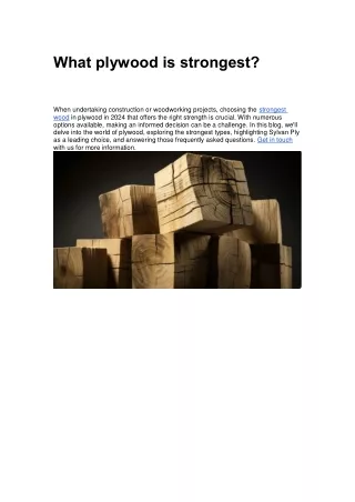 what plywood is strongest
