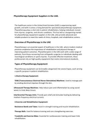 Physiotherapy Equipment Suppliers in the UAE