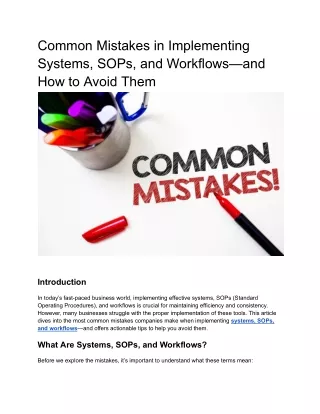 Common Mistakes in Implementing Systems, SOPs, and Workflows—and How to Avoid Them (1)