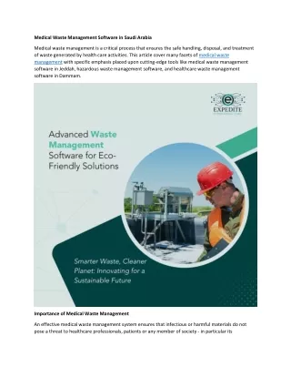 Medical Waste Management Software in KSA