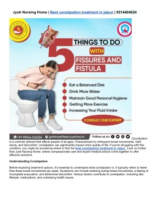 Jyoti Nursing Home | Best constipation treatment in jaipur | 9314404024