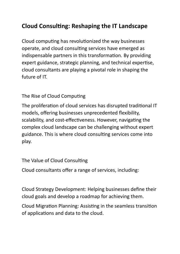 cloud consulting reshaping the it landscape cloud