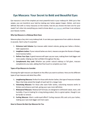Eye Mascara - Your Secret to Bold and Beautiful Eyes