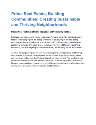 prime real estate building communities creating