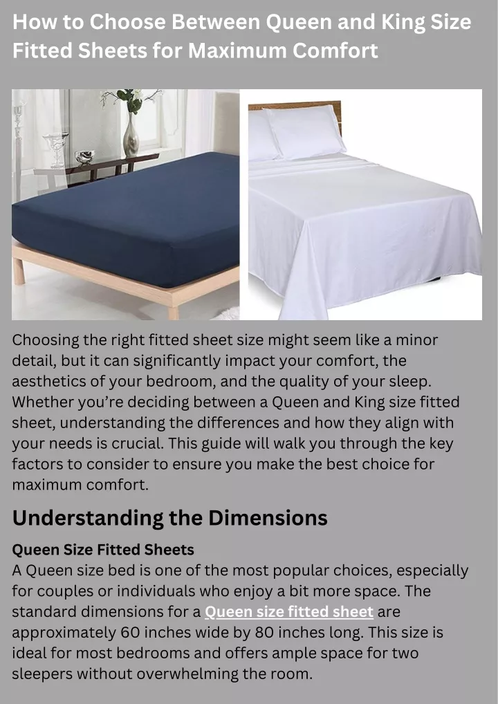 how to choose between queen and king size fitted