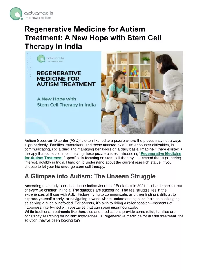 regenerative medicine for autism treatment