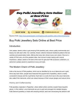 Buy Polki Jewellery Sets Online at Best Price