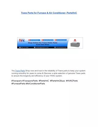 Trane Parts for Furnace & Air Conditioner- PartsHnC