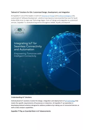 Tailored IoT Solutions for KSA Customized Design, Development, and Integration