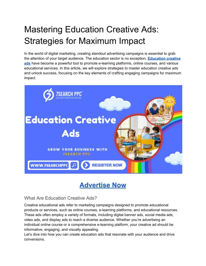 mastering education creative ads strategies