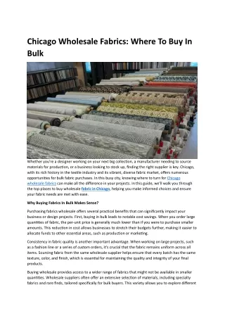 Chicago Wholesale Fabrics: Where To Buy In Bulk