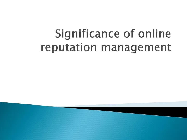 significance of online reputation management