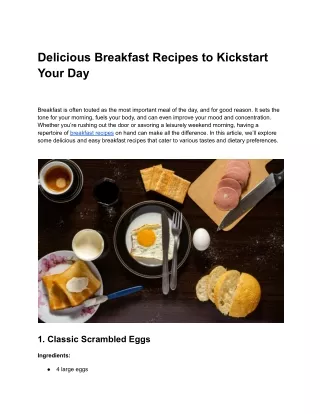 delicious breakfast recipes to kickstart your day