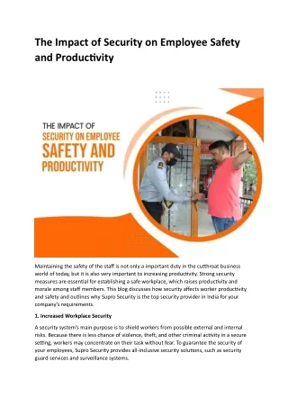 The Impact of Security on Employee Safety and Productivity 9