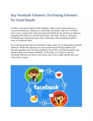 Buy Facebook Followers: Purchasing Followers for Quick Results